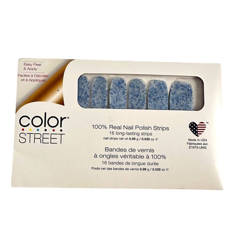 Color Street Ice Castle Blue Glitter Nail Polish Strips 16 Count FMG099 NEW